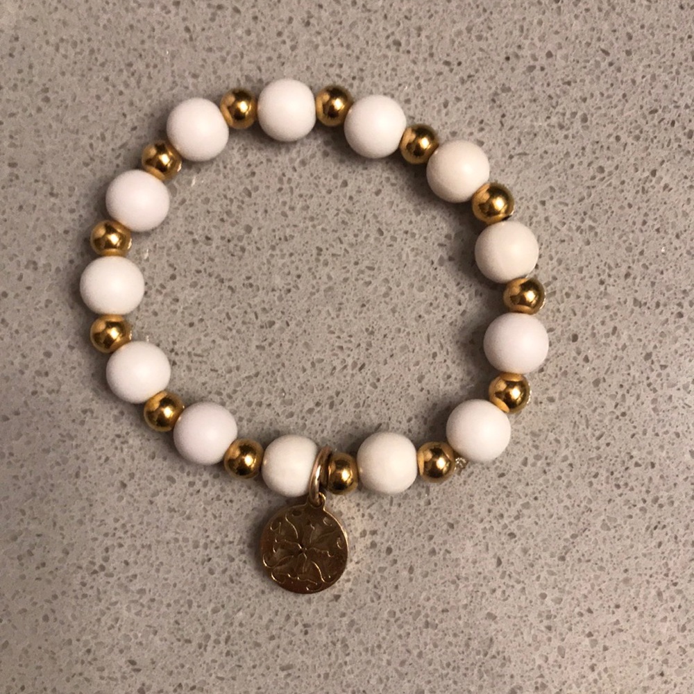 Gold and white rustic cuff